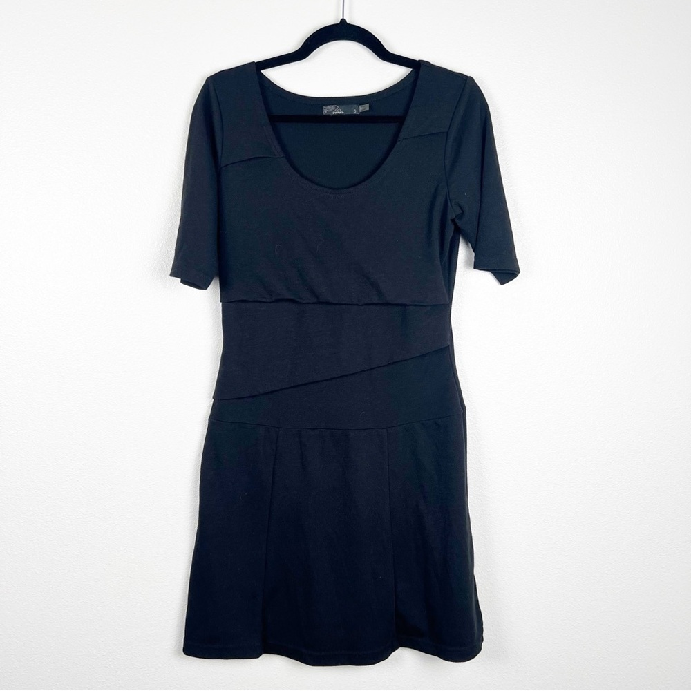 Prana Short Sleeve Scoop‎ Neck Dress Black Sz S